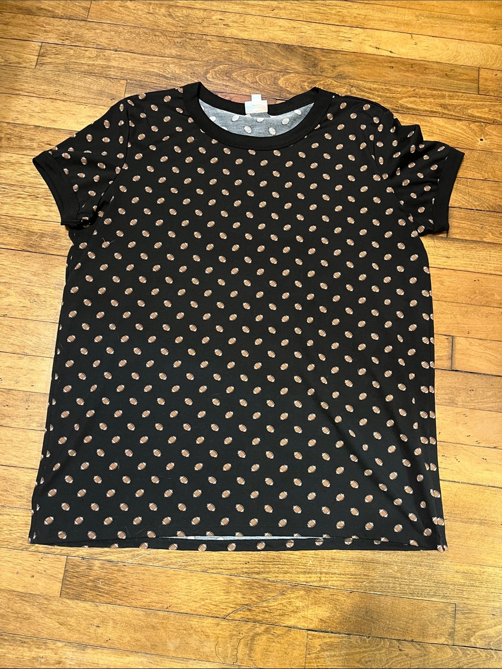 LuLaRoe Black Tee with Football Print